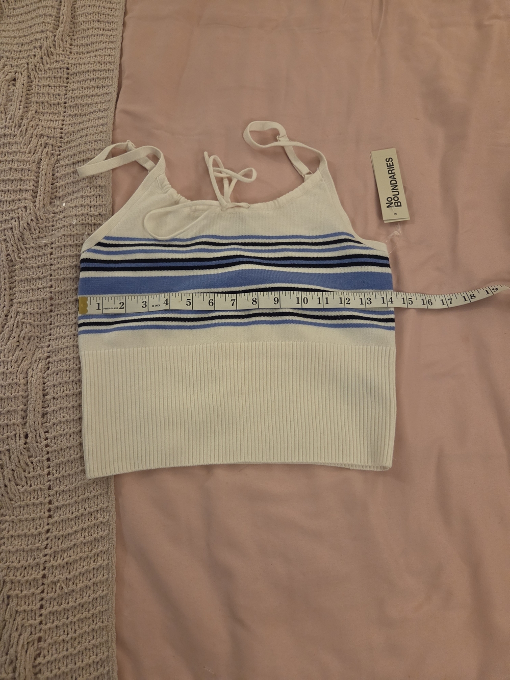 No Boundaries White Tee with Light Blue Trim 2 Pc Set - Picture 6 of 8